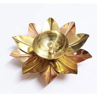  metal lotus diya 2 in 1(gold & copper) ~ 1  piece