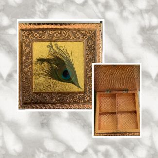 Oxidised Dry Fruit Box with Peacock Feather