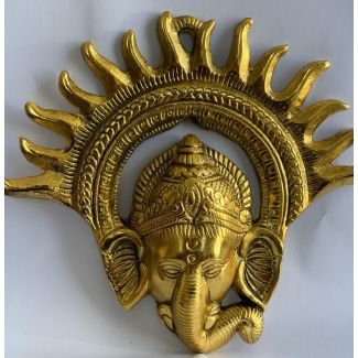 Brass Lord Ganesha With Surya Kiran Wall Hanging