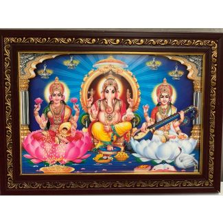 Lord Ganesha, Laksmi And Saraswathy Photo Frame - Medium SIze (11*9inches)