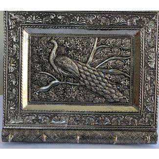 Peacock Embossed Oxidised(Silver Colour) Key Holder With 5 hooks