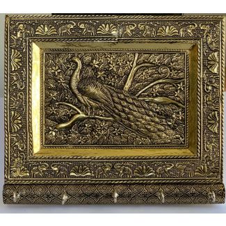 Peacock Embossed Oxidised(Gold Colour) Key Holder With 5 hooks