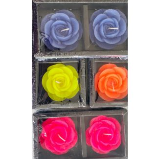 Rose Shaped Floating flower assorted coloured candles - 2pc