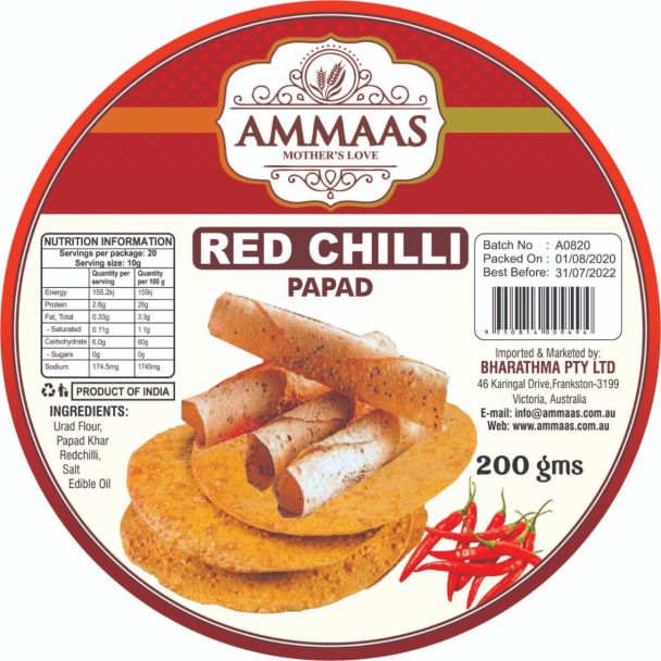 Ammaas Red Chilli Papad 200g