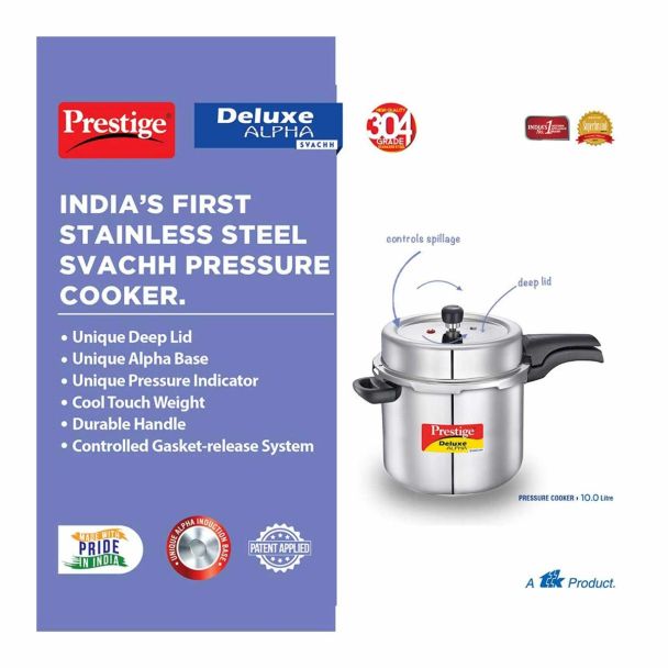 Prestige Stainless Steel 10lt - Delux Alpha Pressure Cooker