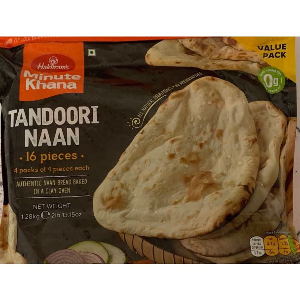 Haldirams frozen Tandoori Naan Value pack 1.2Kg (16 Pieces)