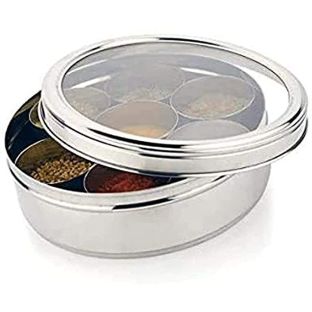Stainless Steel Masala Dabbi (Box) With See Through Lid